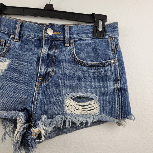 BULLHEAD Denim Co Blue Distressed High-Rise Short Size 25 - Picture 4 of 10
